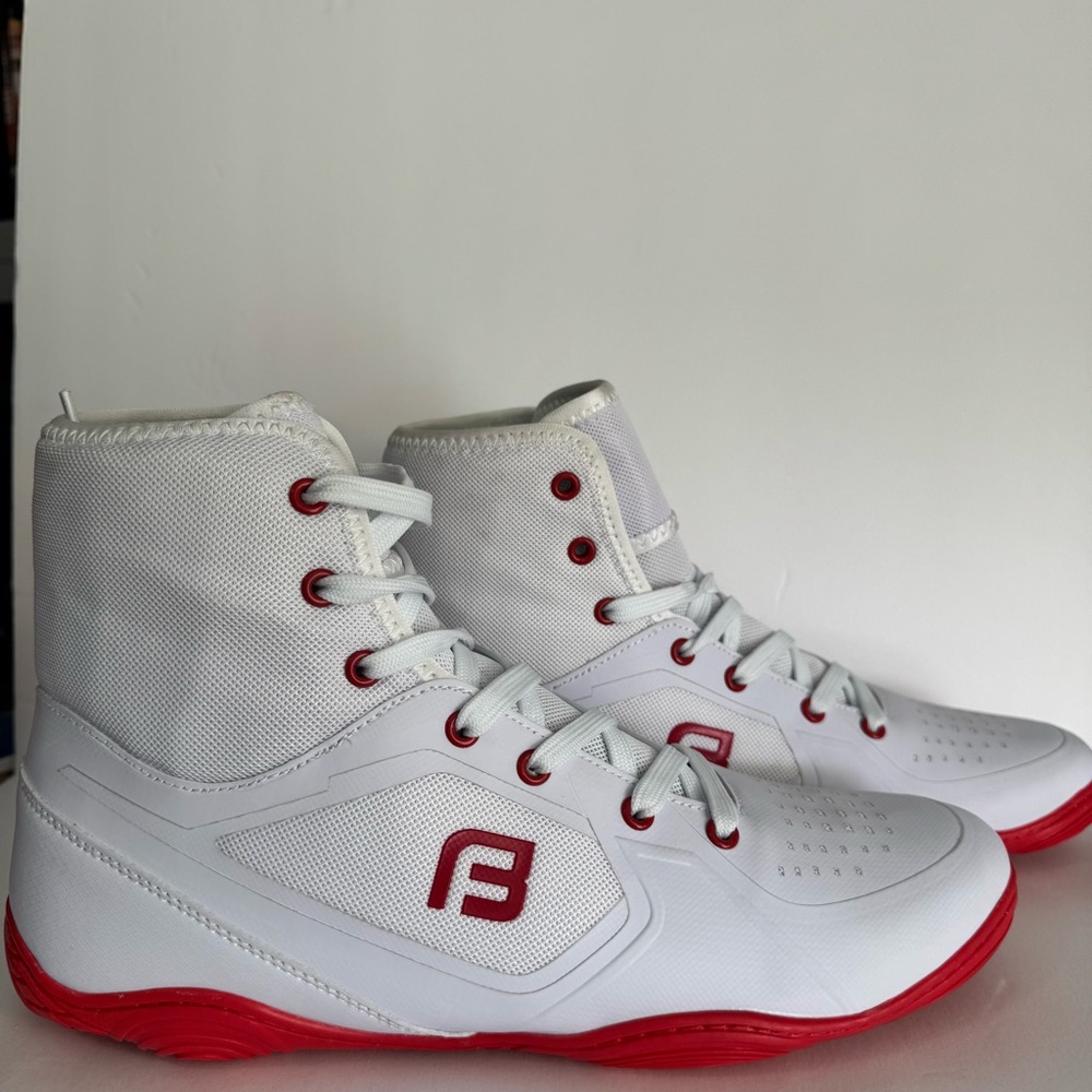 Beyond Fatigue V1 High-Top Wrestling, boxing or MMA training shoes - Red/White